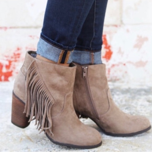 Madden Girl Shoes - Madden Girl fringe heeled booties.